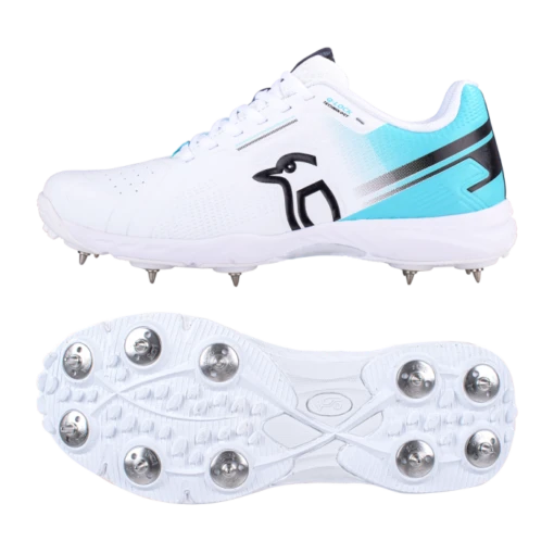 2024 Kookaburra KC 3.0 Spike Cricket Shoes - White/Aqua